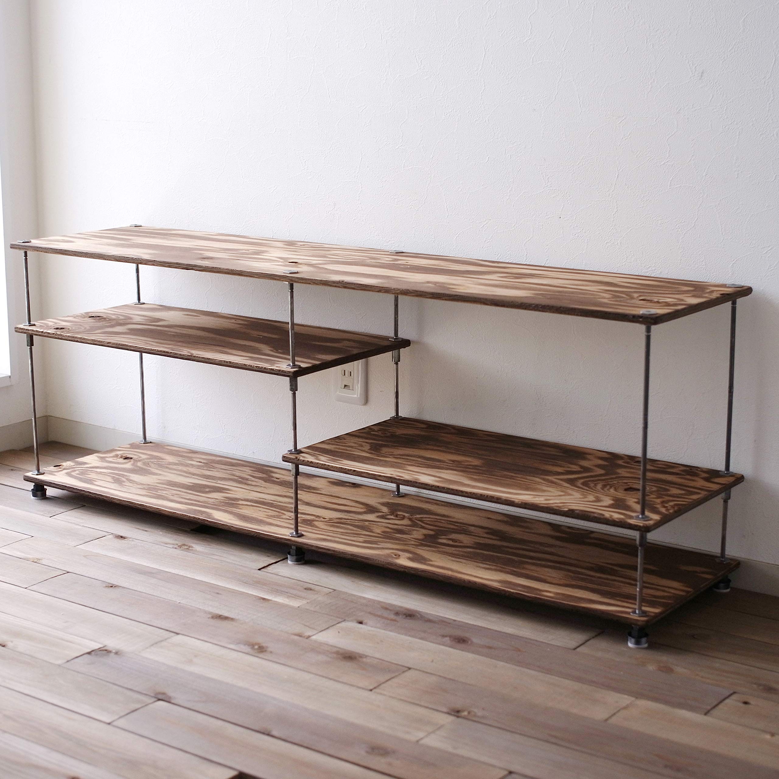 SALE アイアン シェルフ 棚 木 鉄 ブラウン TV台 ローボード テレビ台 Amazon|wood iron shelf 440*1200*300 テレビ台 テレビボード